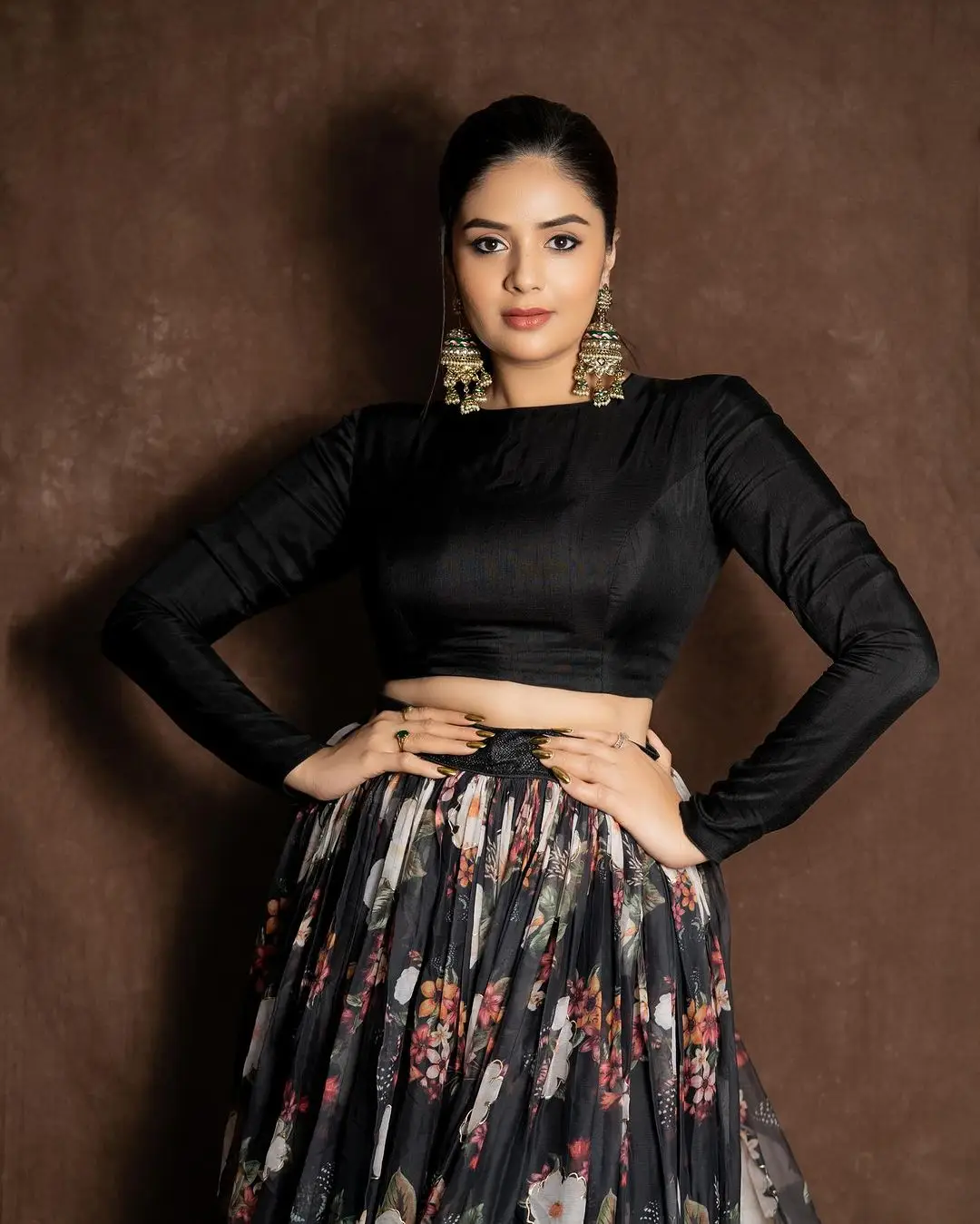 ETV Actress Sreemukhi in Black Lehenga Choli